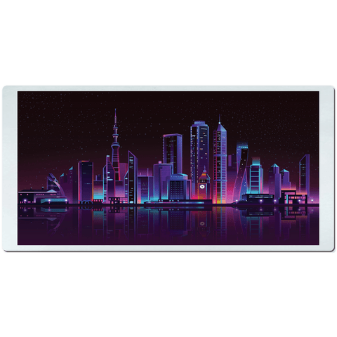 Sakcon Jewelers 18x36 inch Purple City Scape | Purple Desk Mat | Work At Home