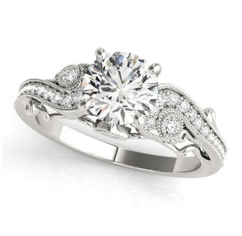 Addison Moissanite Engagement Ring | Milgrain Bypass Vintage Engagement Ring | Lab Created Diamond Ring