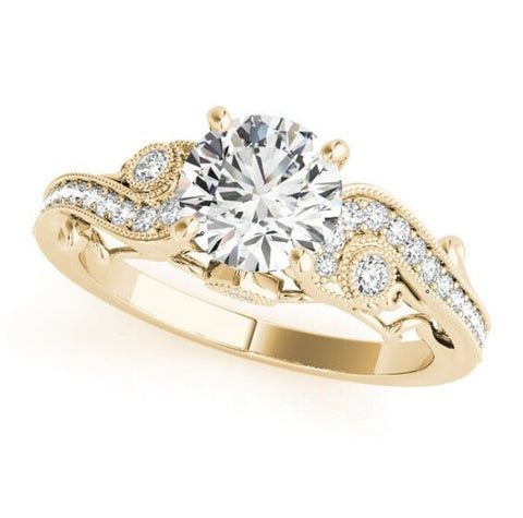 Addison Moissanite Engagement Ring | Milgrain Bypass Vintage Engagement Ring | Lab Created Diamond Ring
