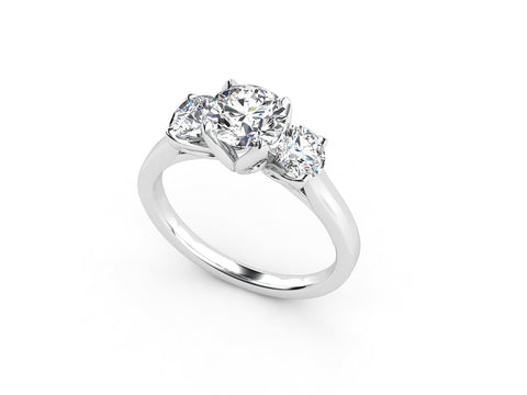 Selena Lab Grown Diamond Engagement Ring Alternative & Ethical Promise Ring Flower shaped ring 3-stone diamond anniversary ring