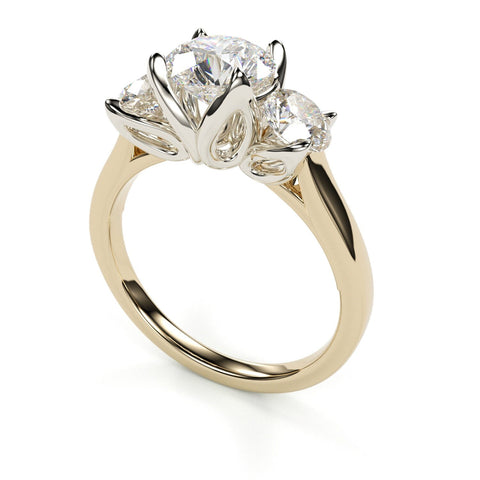 Selena Lab Grown Diamond Engagement Ring Alternative & Ethical Promise Ring Flower shaped ring 3-stone diamond anniversary ring
