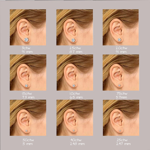 Lab Grown Diamond Stud Earrings 2.50ctw, gold and diamond earrings, minimalist earrings, platinum, palladium