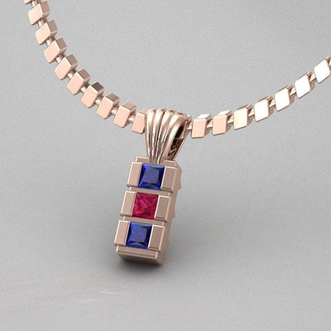 Sakcon Jewelers Pendant 14k Rose Gold Cubic Square Pendant