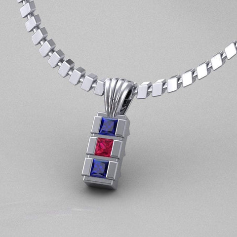 Sakcon Jewelers Pendant 14k White Gold Cubic Square Pendant
