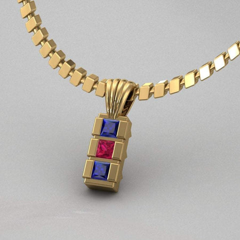 Sakcon Jewelers Pendant 14k Yellow Gold Cubic Square Pendant