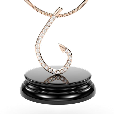 Sakcon Jewelers Pendant 14KR-CZ Fishing Hook Pendant