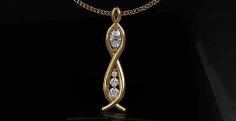 Sakcon Jewelers Pendant 14KR Diamond Curvy Pendant-Large