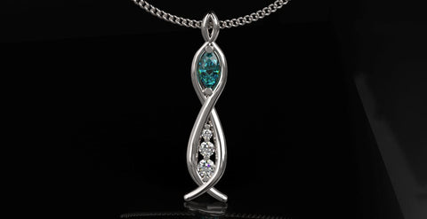Sakcon Jewelers Pendant 14KW Colored Gemstone Curvy Pendant-Large