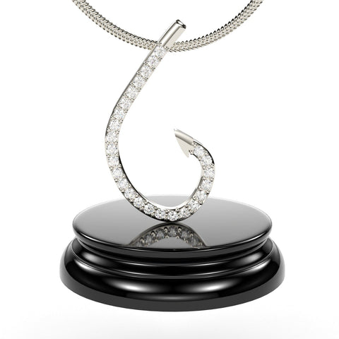 Sakcon Jewelers Pendant 14KW-CZ Fishing Hook Pendant