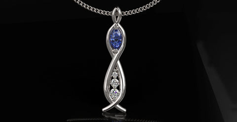 Sakcon Jewelers Pendant 14KW Diamond Curvy Pendant-Large
