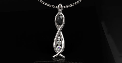 Sakcon Jewelers Pendant 14KW Sapphire Curvy Pendant-Large