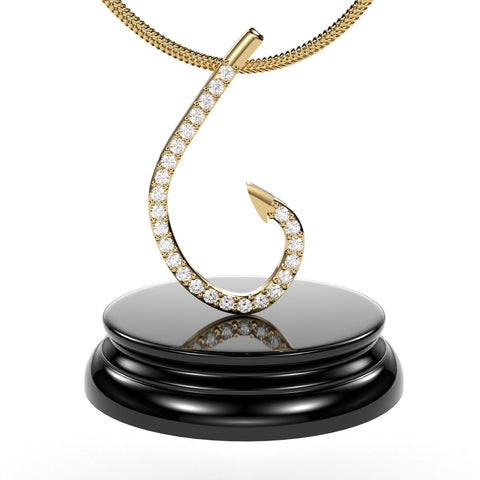 Sakcon Jewelers Pendant 14KY-CZ Fishing Hook Pendant