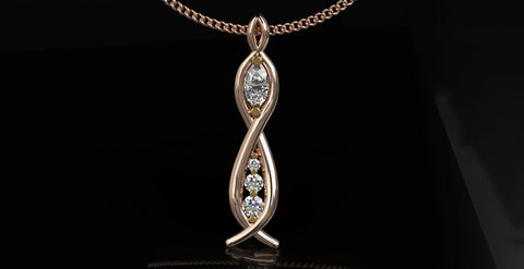 Sakcon Jewelers Pendant 14KY Diamond Curvy Pendant-Large