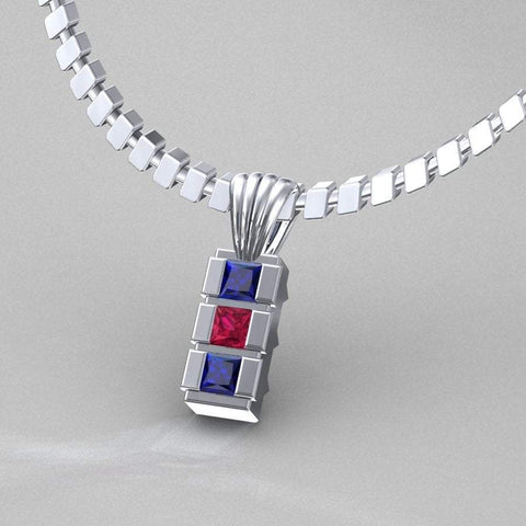 Sakcon Jewelers Pendant Palladium Cubic Square Pendant