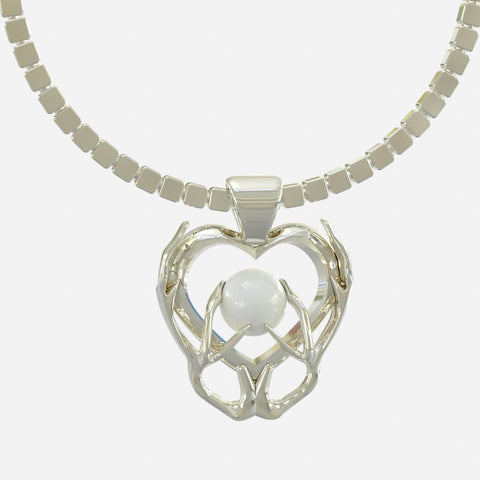 Sakcon Jewelers Pendant Pearl Antler Heart Pendant