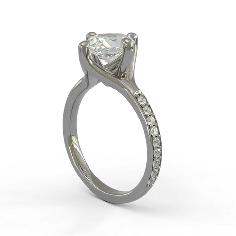 Sakcon Jewelers Ring 10k White Gold Blaire Oval Moissanite or Diamond Twist Engagement Ring