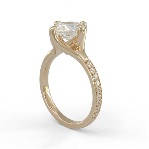 Sakcon Jewelers Ring 10k Yellow Gold Blaire Oval Moissanite or Diamond Twist Engagement Ring