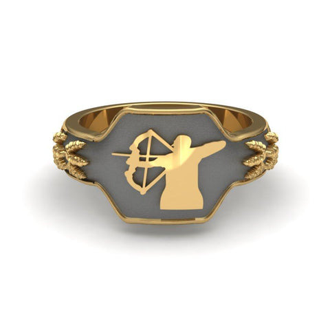 Sakcon Jewelers Ring 10k Yellow Gold Bow Hunting Ring-3