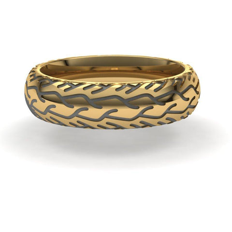 Sakcon Jewelers Ring 10k Yellow Gold Street Bike 3-6mm Motocycle Tire Tread Ring