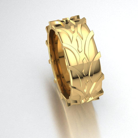 Sakcon Jewelers Ring 10k Yellow Gold Tractor Tire Ring-3-10mm