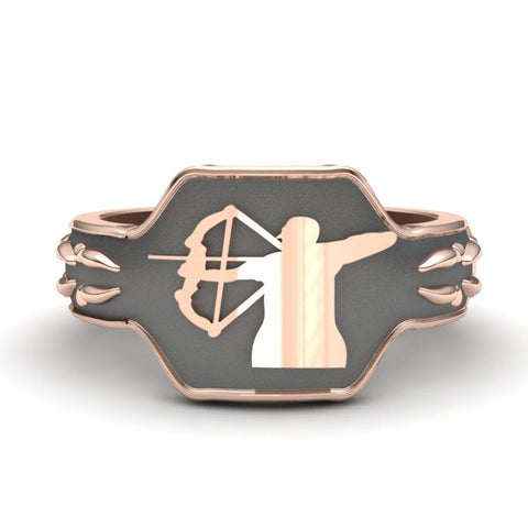 Sakcon Jewelers Ring 14k Rose Gold Bow Hunting Ring-5