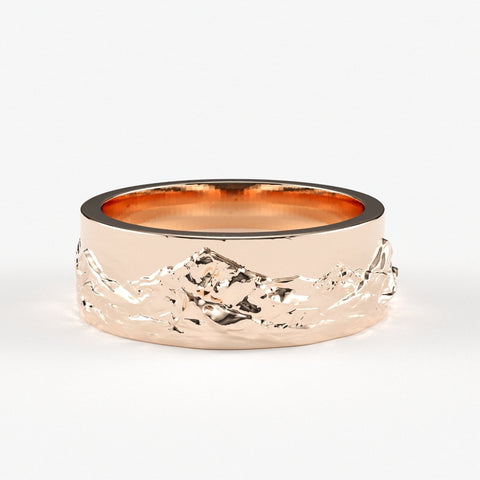 Sakcon Jewelers Ring 14k Rose Gold Mountain Ring-10MM