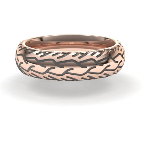 Sakcon Jewelers Ring 14k Rose Gold Street Bike 3-6mm Motocycle Tire Tread Ring