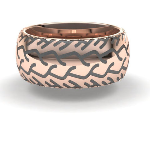 Sakcon Jewelers Ring 14k Rose Gold Street Bike 3-8mm Motocycle Tire Tread Ring