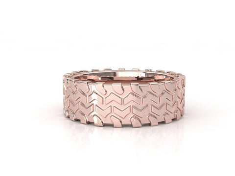 Sakcon Jewelers Ring 14k Rose Gold Swamp Rat Mud Tire Ring