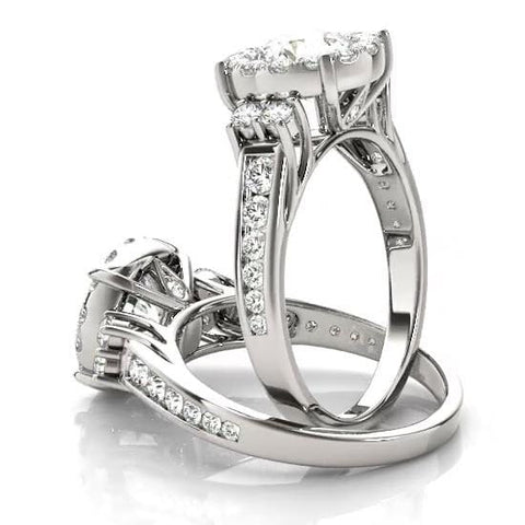 Sakcon Jewelers Ring Cecelia Moissanite or Diamond Halo Queen Crown Engagement Ring