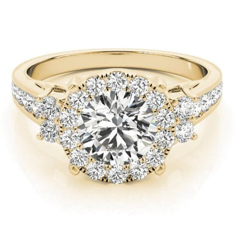 Sakcon Jewelers Ring Cecelia Moissanite or Diamond Halo Queen Crown Engagement Ring