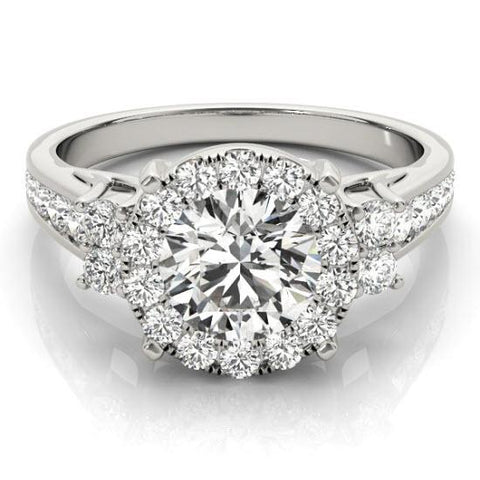 Sakcon Jewelers Ring Cecelia Moissanite or Diamond Halo Queen Crown Engagement Ring