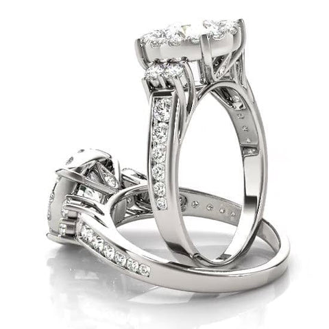 Sakcon Jewelers Ring Cecelia Moissanite or Diamond Halo Queen Crown Engagement Ring
