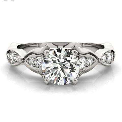 Sakcon Jewelers Ring Dakota Diamond and Moissanite Engagement Ring