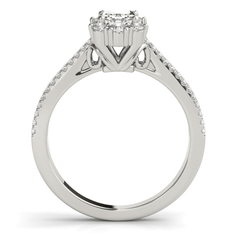 Sakcon Jewelers Ring Moissanite Emerald Cut Diamond Pave Split Engagement Ring