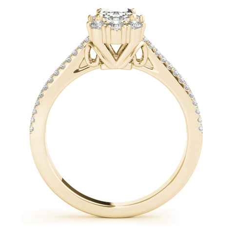 Sakcon Jewelers Ring Moissanite Emerald Cut Diamond Pave Split Engagement Ring