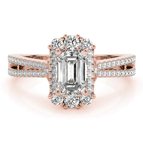 Sakcon Jewelers Ring Moissanite Emerald Cut Diamond Pave Split Engagement Ring