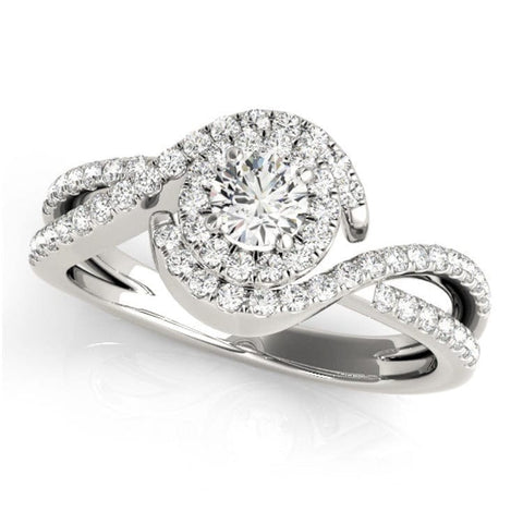 Sakcon Jewelers Ring Sterling/CZ Colette  Moissanite & Diamond Channel Bypass Halo Engagement Ring