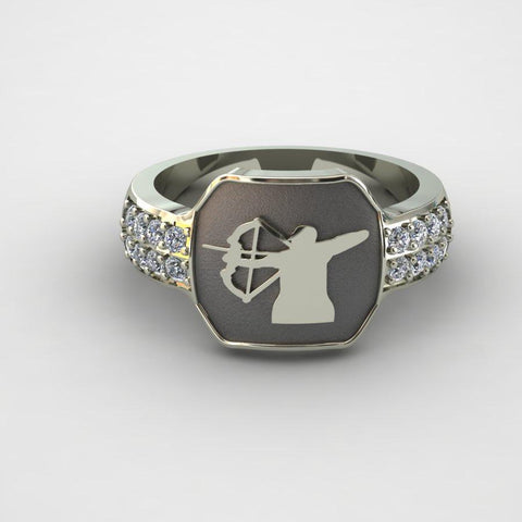 Sakcon Jewelers Ring Sterling Silver Bow Hunting Ring-Diamond Ring
