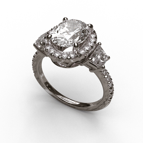 Sakcon Jewelers Ring Sterling Silver/CZ Paisley Princess Crown Moissanite Vintage Engagement Ring