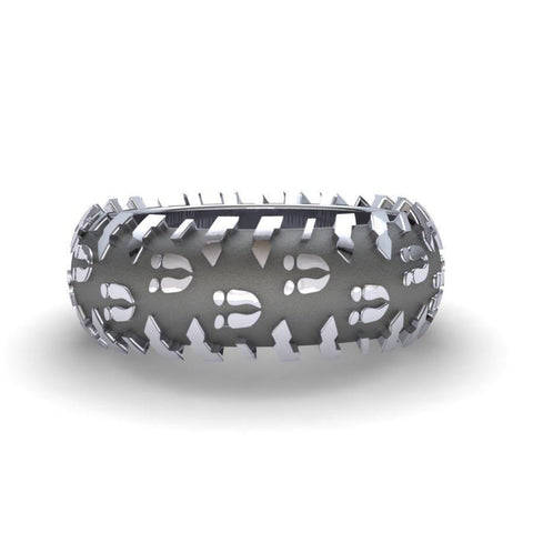 Sakcon Jewelers Ring Sterling Silver Deer Print Tire Tread Ring 10mm