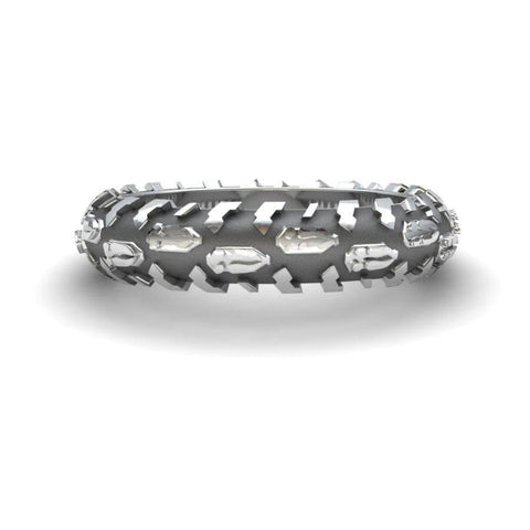 Sakcon Jewelers Ring Sterling Silver Deer Print Tire Tread Ring 6mm