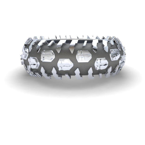 Sakcon Jewelers Ring Sterling Silver Deer Print Tire Tread Ring 8mm