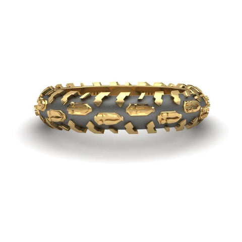 Sakcon Jewelers Ring Tu-Tone Deer Print Tire Tread Ring 6mm