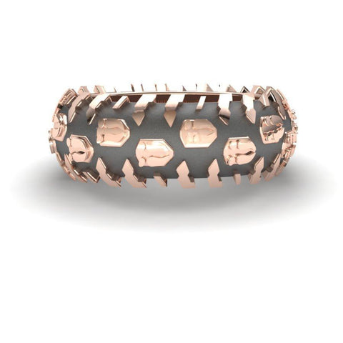 Sakcon Jewelers Ring Tu-Tone Deer Print Tire Tread Ring 8mm