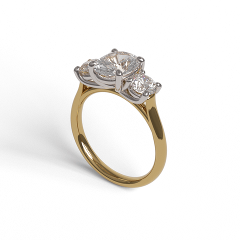 Sakcon Jewelers Ring Zoey Moissanite & Chatham Created Sapphire 3-Stone Engagement Anniversary Ring