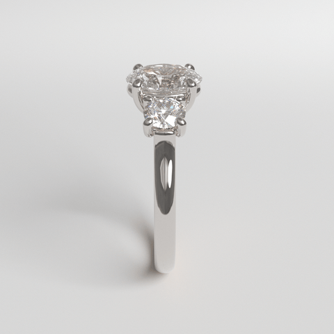Sakcon Jewelers Ring Zoey Moissanite & Chatham Created Sapphire 3-Stone Engagement Anniversary Ring